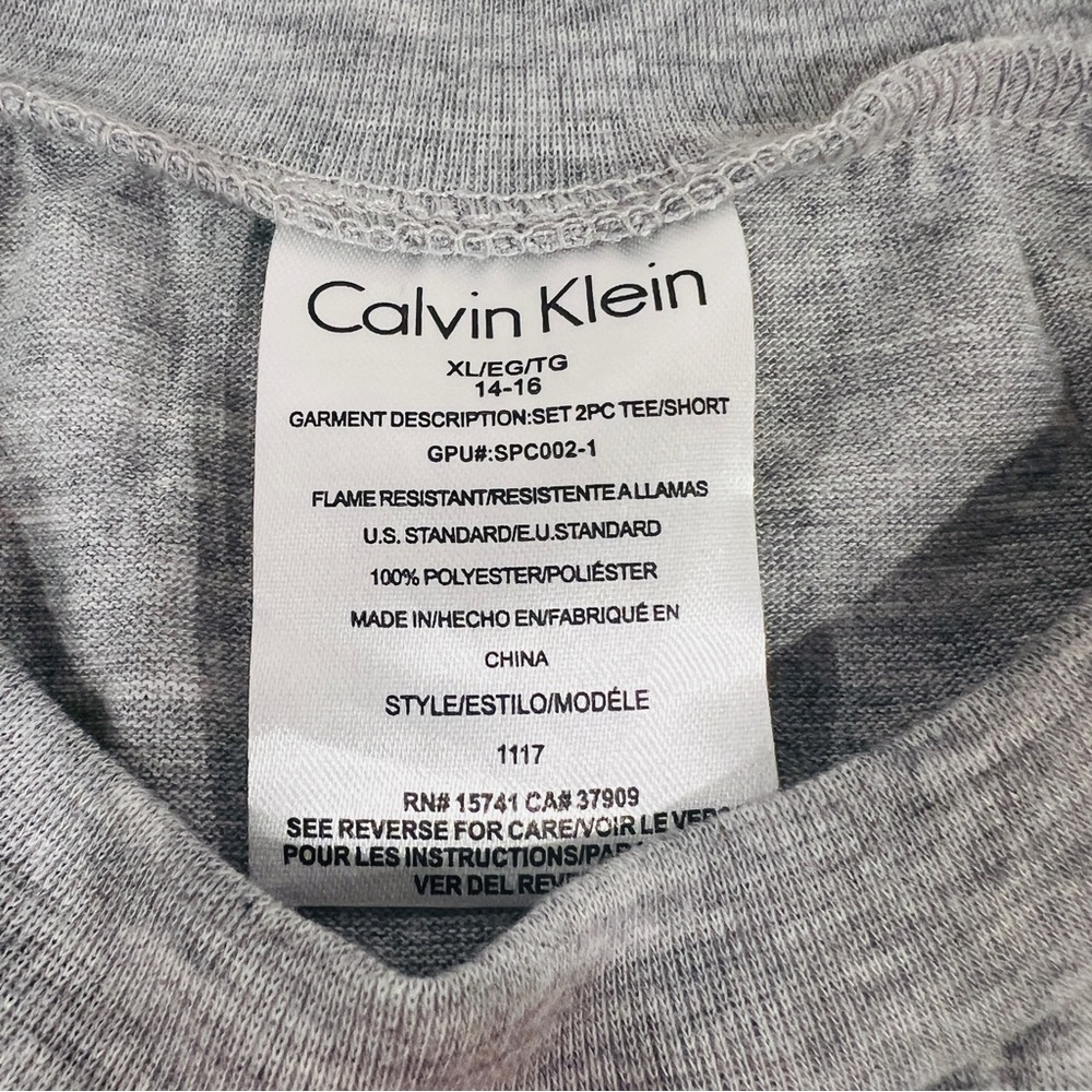 Calvin Klein Gray boys gray blue t-Shirt pajama top XL NWT - Picture 4 of 5